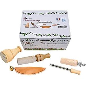 FUZEAU - 78320 - Set van 5 natuurlijke houten oproepen - Voor het imiteren van de geluiden van tuinvogels - Natuursfeer - Vanaf 4 jaar