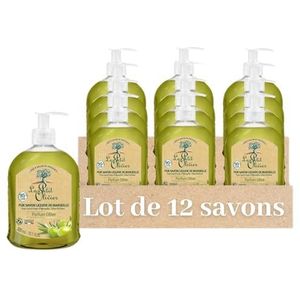 LE PETIT OLIVIER - Set van 12 – pure vloeibare zeep uit Marseille – olijfgeur uit de regio de gras – reinigt de huid zacht – 95% natuurlijke oorsprong – gemaakt in Frankrijk – 300 ml