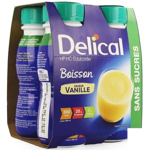 Delical Melkdrank hp-hc Vanille Zonder Suiker 4x200 Drinkbare oplossing