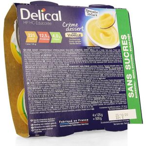 Delical Creme Dessert Hp-hc Z/suik. Vanille 4x124g