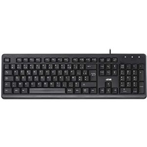 apm 100040 Wired Muis Toetsenbord, Combo Azerty Frans toetsenbord en optische muis, ultrasnelle werking, sneltoetsen, kantoortoetsenbord, zwart, 100040