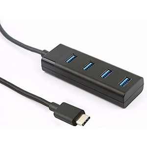 APM 570323 – USB 3.0-hub – meervoudige aansluiting USB – type C / 4 USB-A mannelijk/vrouwelijk – aansluiting 4 randapparaten – licht en compact – overdrachtssnelheid 5 b/s max. – zwart