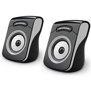 APM Luidsprekers, bekabeld, USB 2.0, duo, pc-luidspreker, helder en hoogwaardig geluid, zelfvoorzienend via USB-kabel, instelbaar volume, 6 W RMS-uitgang, compact formaat, grijs, 571073