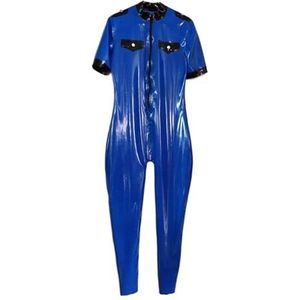 100% Latex Rubber Gummi Bodysuit Racepakken Ganzanzug Catsuit-Blauw
