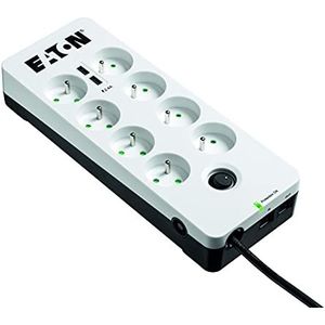 Eaton stekkerdoos / overspanningsbeveiliging - Eaton Protection Box 8 Tel@ USB FR - PB8TUF - 8 Franse stopcontacten 1 telefoonaansluiting 2 USB poorten - wit en zwart