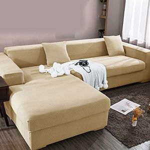 jia cool Sectionele Bank Covers L Vorm Super Stretch 2 stks Sofa Slipcovers voor 4+4 seat Sectionele Chaise Slipcover Geel Kleur