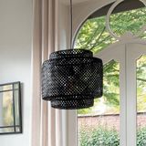 Hanglamp Gevlochten Bamboe - Verlichting - Rotan - Ø40 cm - Zwart
