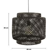 Hanglamp Gevlochten Bamboe - Verlichting - Rotan - Ø40 cm - Zwart