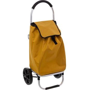 Boodschappen trolley tas met wielen - 51 liter - geel - 44x37x98 cm - Het topmodel trolley