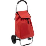 5Five Boodschappen trolley tas met wielen - 51 liter - rood - 44x37x98 cm - Het topmodel trolley