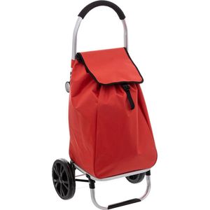 5Five Boodschappen trolley tas met wielen - 51 liter - rood - 44x37x98 cm - Het topmodel trolley