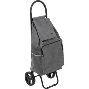 5Five Boodschappen trolley tas met wielen - inhoud 36 liter - grijs - 34 x 30 x 95 cm