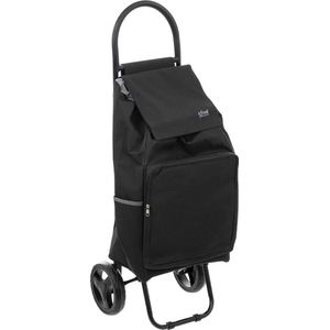 5Five Boodschappen trolley tas met wielen - inhoud 36 liter - zwart - 34 x 30 x 95 cm