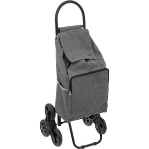 5Five Boodschappen trolley tas met trapwielen - inhoud 40 liter - grijs - 43 x 36 x 99 cm