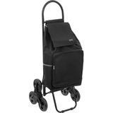 5Five Boodschappen trolley tas met trapwielen - inhoud 40 liter - zwart - 43 x 36 x 99 cm