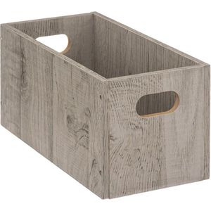 Opbergmand/kastmand 7 liter grijs/greywash van hout 31 x 15 x 15 cm - Opbergboxen - Vakkenkast manden