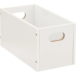 Opbergmand/kastmand 7 liter wit van hout 31 x 15 x 15 cm - Opbergboxen - Vakkenkast manden