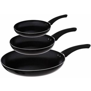 Secret de Gourmet - Koekenpannen set 3x - Alle kookplaten/warmtebronnen - Zwart - Dia 20/24/28 cm
