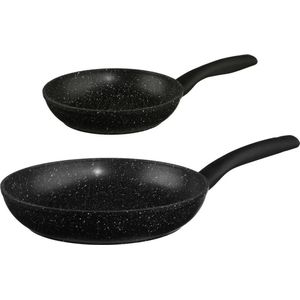 Secret de Gourmet - Koekenpannen set 2x - Alle kookplaat/warmtebronnen - Zwart - Dia 20 en 26 cm