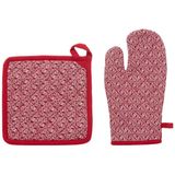 Atmosphera - Ovenwant Set - Rood - Katoen - 20 x 32 cm - Keukenbenodigdheden
