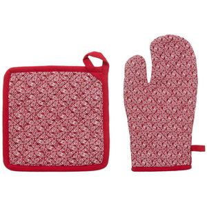 Atmosphera - Ovenwant Set - Rood - Katoen - 20 x 32 cm - Keukenbenodigdheden
