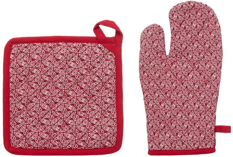 Atmosphera - Ovenwant Set - Rood - Katoen - 20 x 32 cm - Keukenbenodigdheden