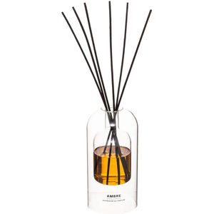 Atmosphera Geurstokjes in luxe glazen houder - Amber - 150 ml - geurverspreider - interieurparfum