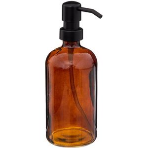 5Five Zeeppompje/dispenser Glass Lotion - transparant bruin - 7 x 21 cm - 450 ml - glas