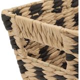 5Five Rieten opbergmand - gevlochten - beige/zwart - 31 x 15 x 1 - Kast-/badkamer mandjes