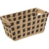 5Five Rieten opbergmand - gevlochten - beige/zwart - 31 x 15 x 1 - Kast-/badkamer mandjes