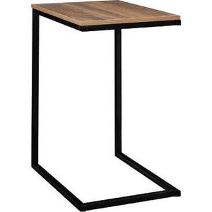 5Five - Bijzettafeltje Chevron - Lichtbruin/Zwart - Hout/Metaal