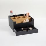 Five Make up organizer - zwart - 26 x 24 x 13 cm - bamboe hout - pennenbakje / bureau