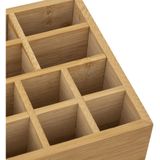 Make-up organizer 11 vakken met spiegel 24,5 x 8 cm van bamboe - Nagellak houder - Make-up houder - Organizers