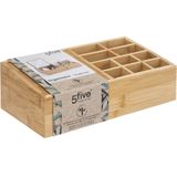 Make-up organizer 11 vakken met spiegel 24,5 x 8 cm van bamboe - Nagellak houder - Make-up houder - Organizers