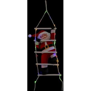 Feeric Lights & Christmas kerstman op ladder - klimmend - 60 cm -LED verlichting en muziek