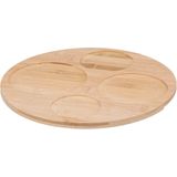 5Five Serveerplank/borrelplank hapjes/saus/tapas - aardewerk - wit - incl. 4x schaaltjes