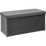 Atmosphera Poef/hocker/voetenbankje - opbergbox - fluweel donkergrijs - PO/MDF - 38 x 38 x 76 cm - opvouwbaar