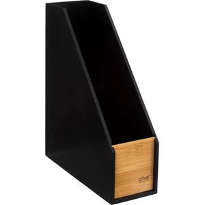 5Five lectuurbak/tijdschriftcassette - zwart - B9 x D25 x H30 cm - hout