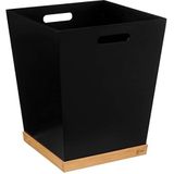 5Five Prullenbak/vuilnisbak - 23 liter - mdf hout - zwart/lichtbruin - 27 x 27 x 32 cm - kantoor