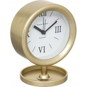 Atmosphera Wekker/alarmklok Marbella - goud - metaal - 15 x 12 cm - op standaard - batterij voeding