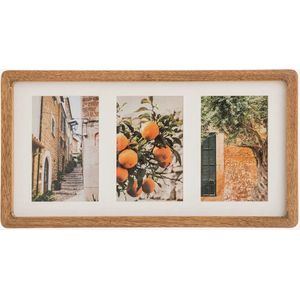 Atmosphera Collage fotolijst voor 3x foto - voor 10 x 15 cm fotos - Mango hout - beige - 40 x 21 cm