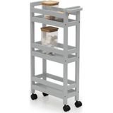 5Five Keuken of badkamer trolley 3-laags - betongrijs - D15 x B40 x H75 cm - mdf hout - met wielen