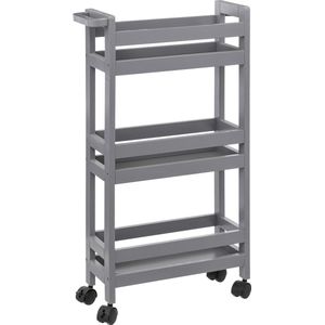 5Five Keuken of badkamer trolley 3-laags - betongrijs - D15 x B40 x H75 cm - mdf hout - met wielen