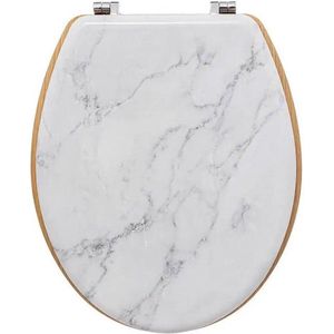 5Five Léa Toiletbril met marmereffect - 36x43x5cm - Wit
