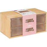 5Five sieraden/make-up organizer - 2 lades - 19 x 12 cm - rechthoek - bamboe/kunststof - opbergen