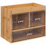 5Five sieraden/make-up organizer - 3 lades - 24 x 20 cm - rechthoek - bamboe/kunststof - opbergen