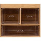 5Five sieraden/make-up organizer - 3 lades - 24 x 20 cm - rechthoek - bamboe/kunststof - opbergen