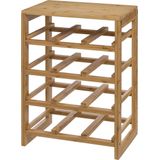 5Five Wijnrek/flessenrek - 4 lagen - bamboe hout - 12 flessen - 35 x 24 x 47 cm