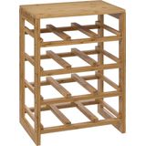 5Five Wijnrek/flessenrek - 4 lagen - bamboe hout - 12 flessen - 35 x 24 x 47 cm