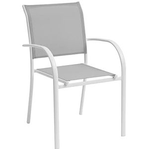Hespéride HES23-187031 stapelstoel Piazza kiezelsteen/wit-lichtgrijs, aluminium, groot